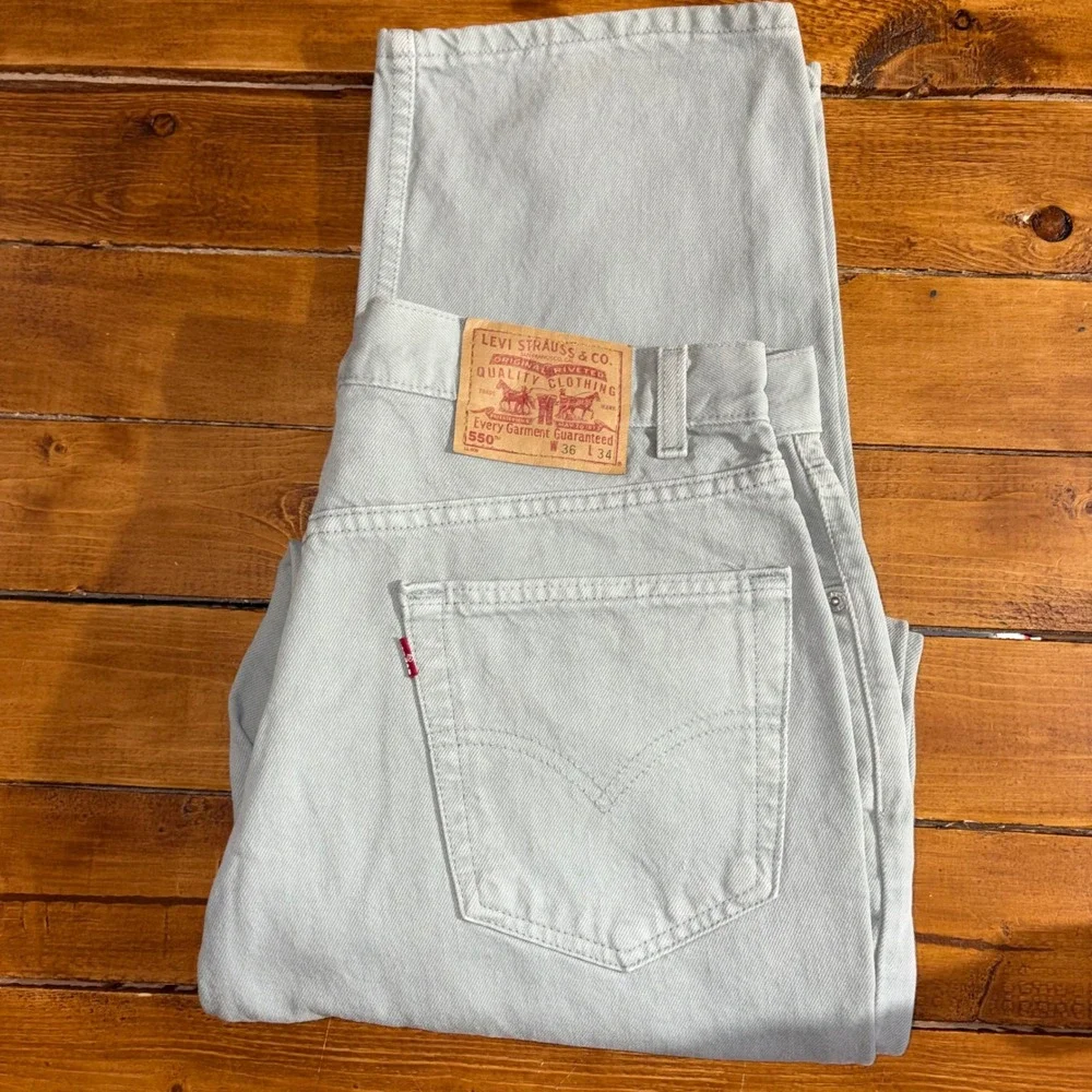 Vintage Levi's 550 Jeans Mens 36x34 Gray Denim Relaxed Fit‎ Tapered Leg USA Made